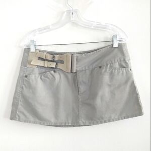 Vintage Diesel Micro Mini Y2K Gray Leather Belt Buckle Skirt